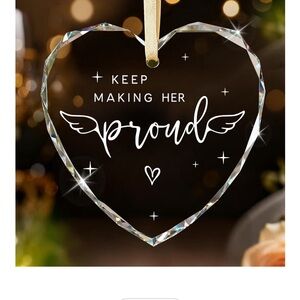 Crystal Glass Heart Ornament with Inspiring Message Mom Grandmother